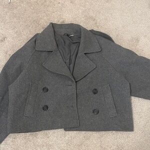 H&M Charcoal Double-Breasted Pea Coat